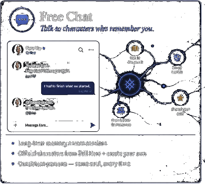 Free Chat — Habla con personajes que te recuerdan. Chat con grafo de memoria